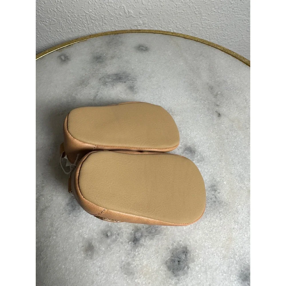 Old Navy Tan Faux Leather Moccasin Loafers Crib Shoes 6-12M NWT